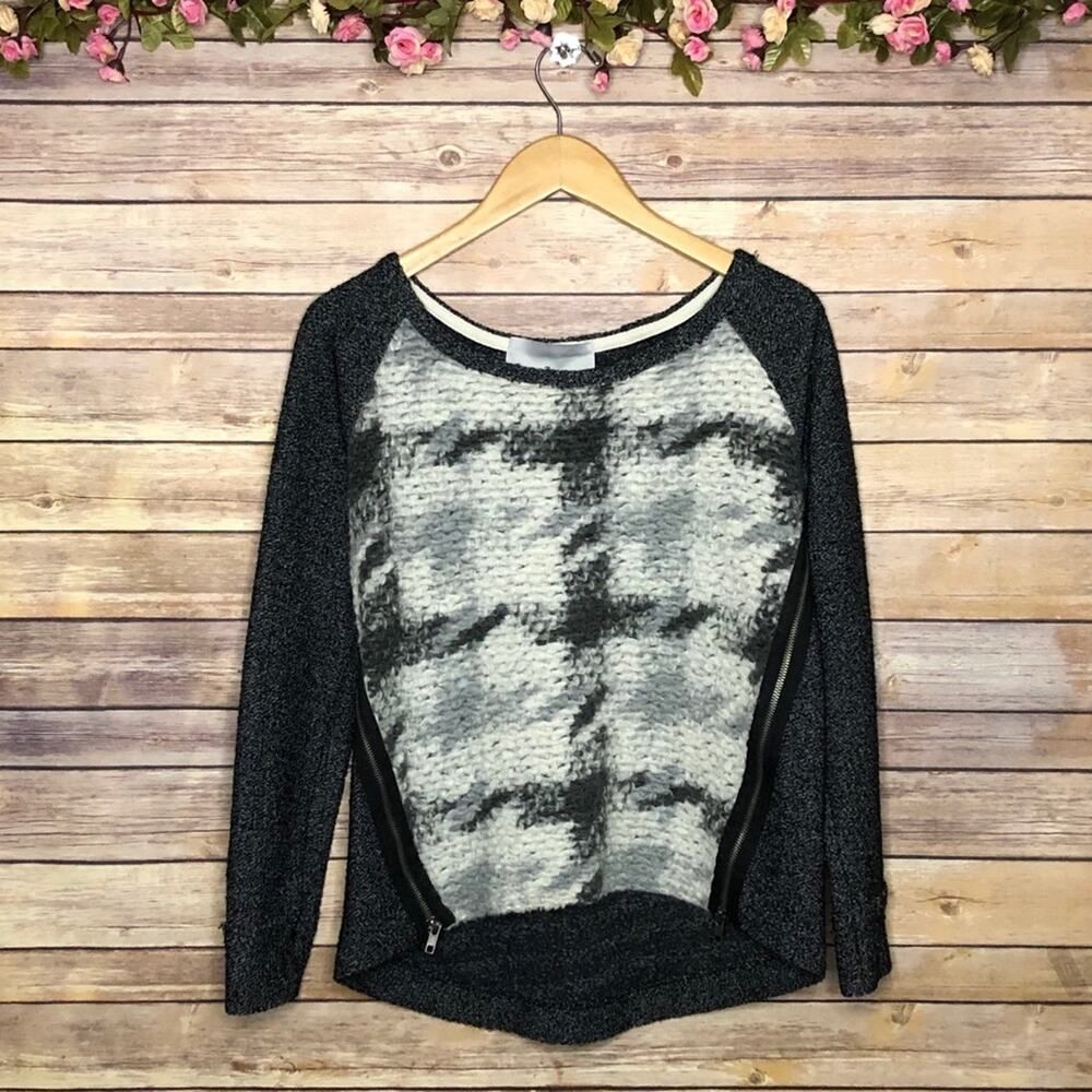 Anthropologie Dolan Houndstooth Wool Blend Sweater